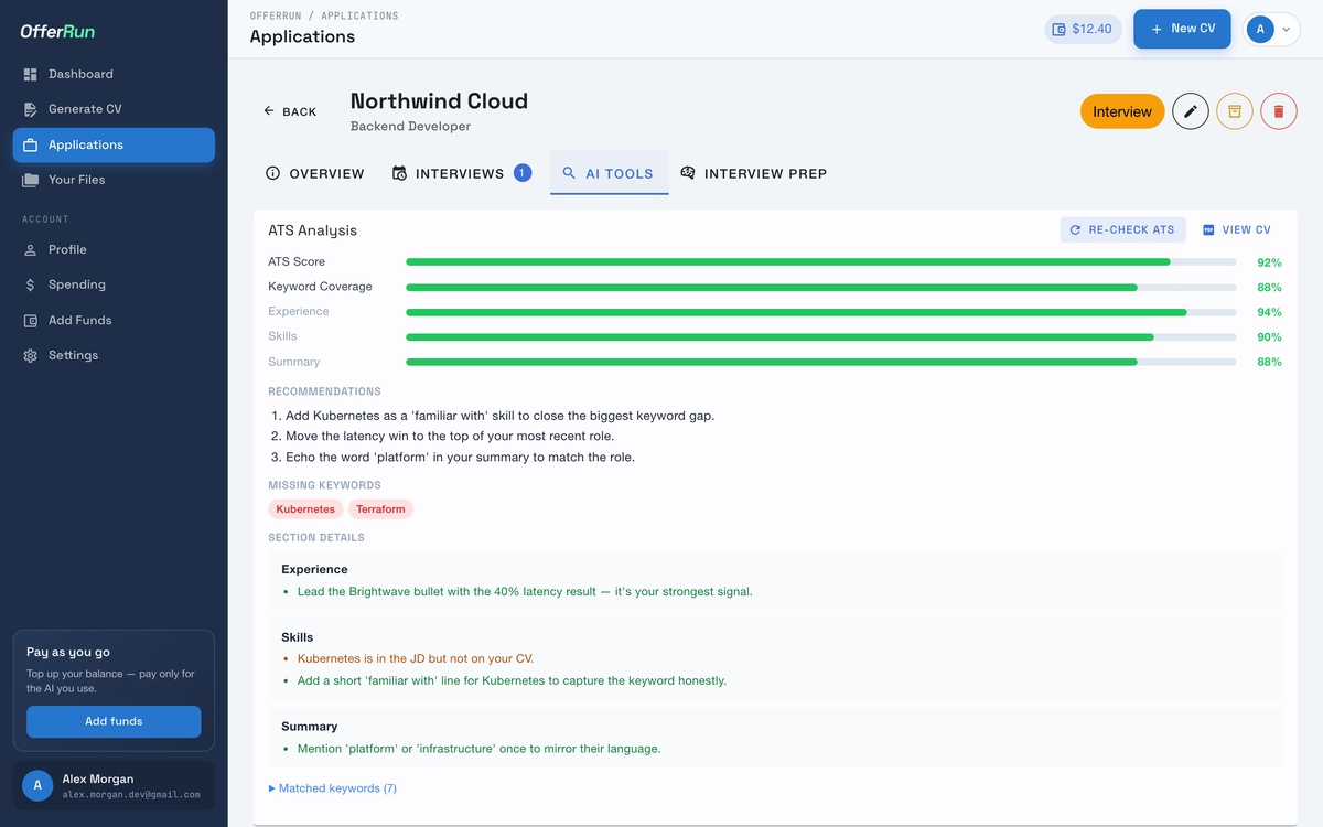 OfferRun — AI tools that do the prep for you